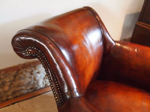 fig 1. Chair fine William IV Chestnut leather armchair c1830