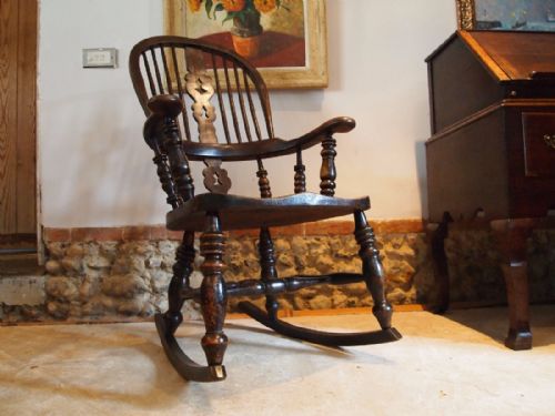 fig 3. Chair rocking chair Victorian Windsor Elm and Ash c1870