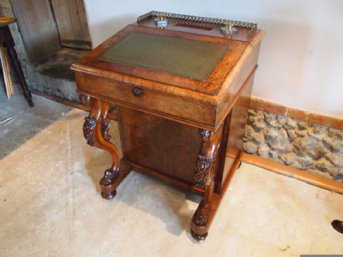 Desk Davenport Fine Victorian Burr Walnut C1860