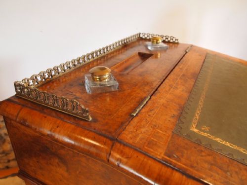 fig 1. Desk davenport fine Victorian burr Walnut c1860