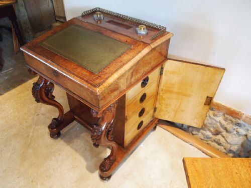 fig 3. Desk davenport fine Victorian burr Walnut c1860