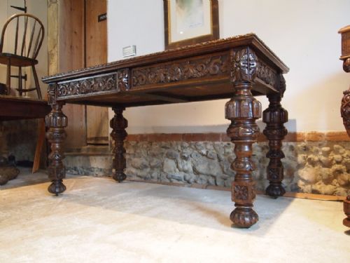 Desk Victorian Carved Oak Edwards and Roberts C1880