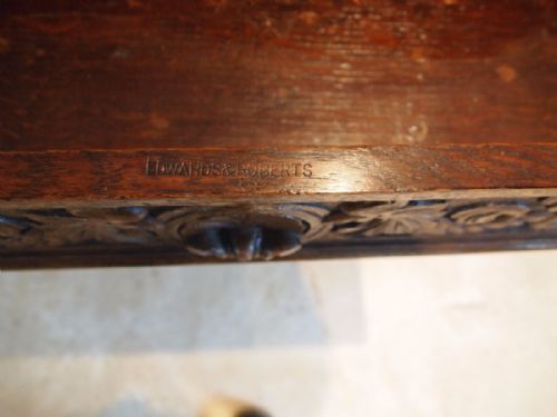fig 3. Desk Victorian carved Oak Edwards and Roberts c1880