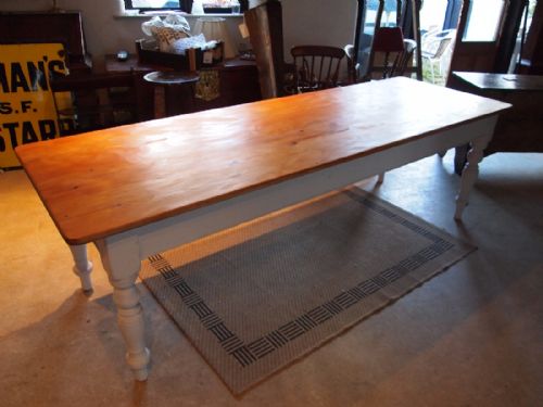 fig 1. Table Victorian Pine farmhouse refectory dining table seats 8-10 c1870