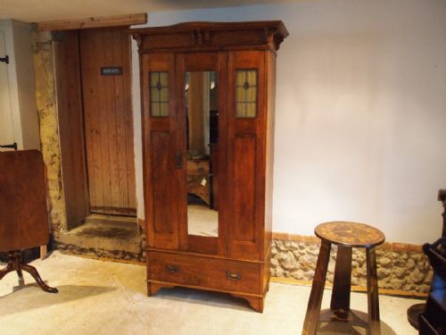 Wardrobe Arts and Crafts Single Oak C1900