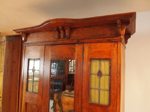 fig 1. Wardrobe arts and crafts single Oak c1900