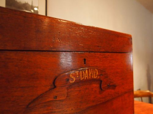 fig 2. Apothecary chest Victorian Mahogany later used on St David ship WW1 c1880