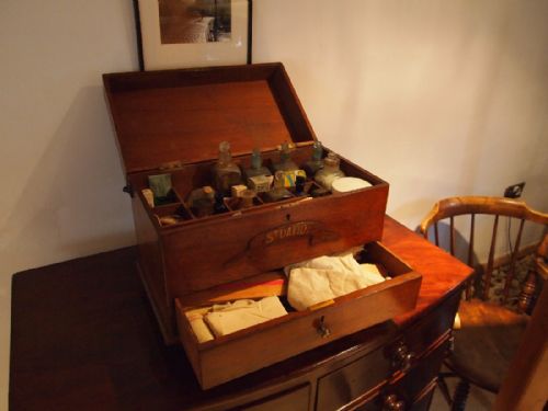 fig 3. Apothecary chest Victorian Mahogany later used on St David ship WW1 c1880