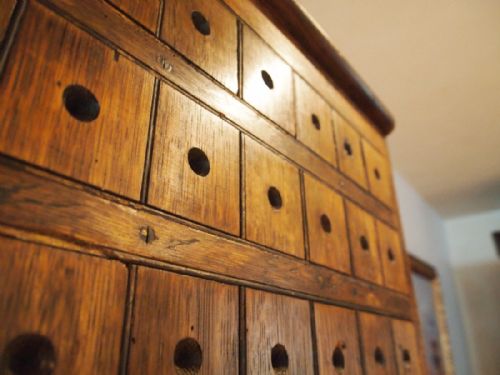fig 4. Chest of drawers railway GER luggage tickets Broxbourne Oak c1890