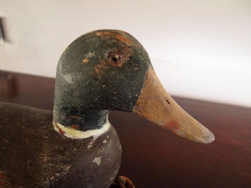 fig 1. Duck carved Edwardian wooden decoy duck folk art c1900