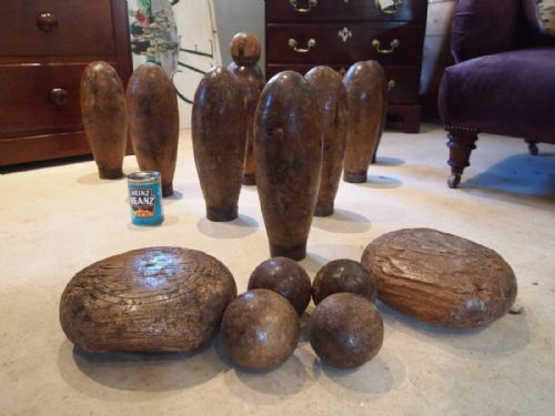 fig 1. Skittles Victorian Elm and Iron pub skittles c1850