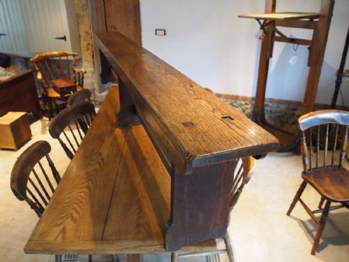 fig 1. Bench settle pew Victorian Oak Langley school Norfolk c1880