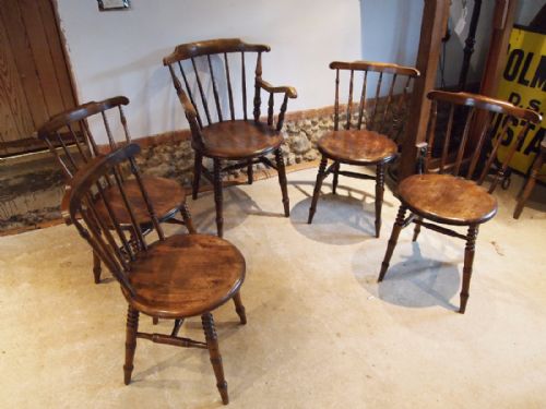 Chairs Set of 5 Victorian Penny Seat Kitchen Windsor Chairs C1880