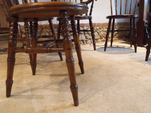 fig 1. Chairs set of 5 Victorian penny seat kitchen Windsor chairs c1880