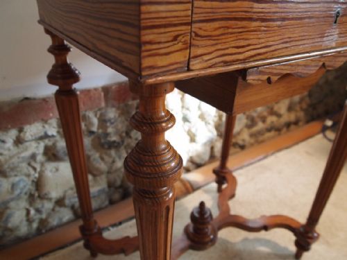 fig 2. Table work lamp side hall sewing console Victorian pitch Pine c1880