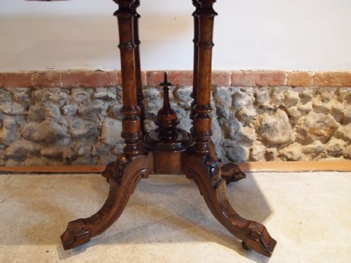 fig 2. Table hall side lamp console inlaid Victorian Walnut c1870
