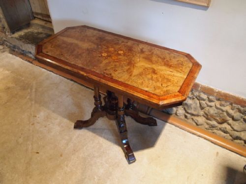 fig 3. Table hall side lamp console inlaid Victorian Walnut c1870