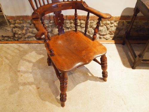 fig 1. Chair fine Yew and Elm Victorian broad arm Windsor Nottingham c1870