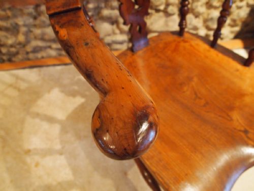 fig 2. Chair fine Yew and Elm Victorian broad arm Windsor Nottingham c1870