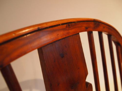 fig 3. Chair fine Yew and Elm Victorian broad arm Windsor Nottingham c1870