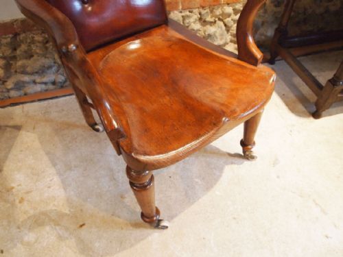 fig 1. Chair sublime Victorian Elm & leather desk or library chair c1860
