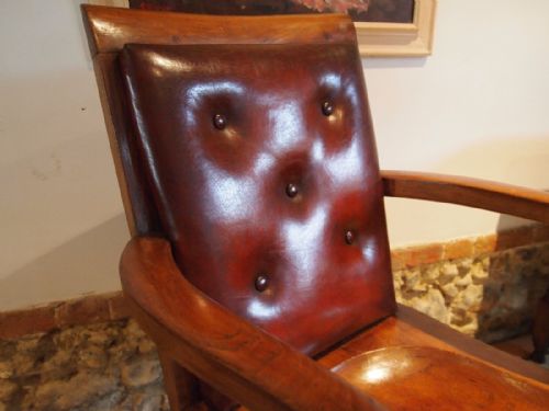 fig 2. Chair sublime Victorian Elm & leather desk or library chair c1860
