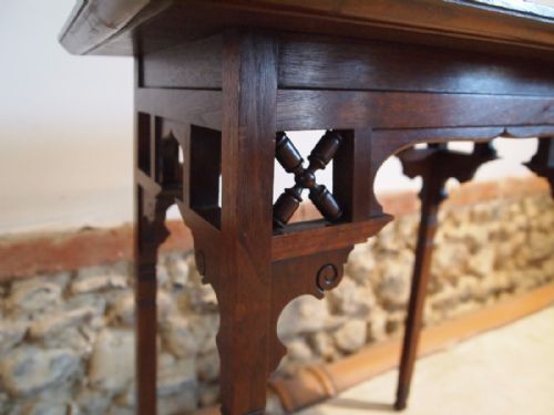 fig 3. Table Liberty and co Moorish Walnut hall side console c1900