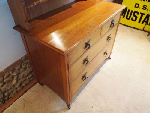 fig 1. Chest of drawers fine quality Arts and Crafts dressing chest Oak c1900