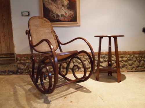 fig 1. Chair rocking chair Bentwood cane rocker c1930