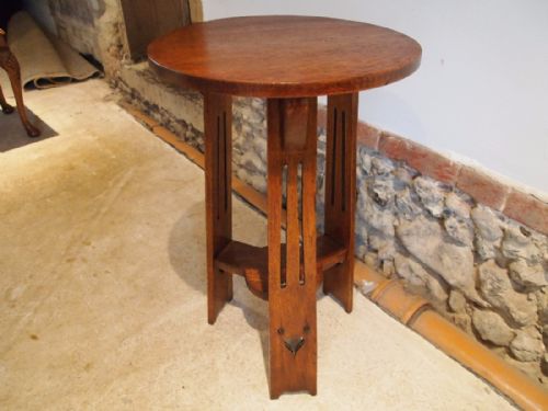 Table Arts and Crafts Oak Hall Lamp Side Table C1900