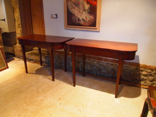 Tables Pair of George III Mahogany D End Hall Side Console Tables C1800