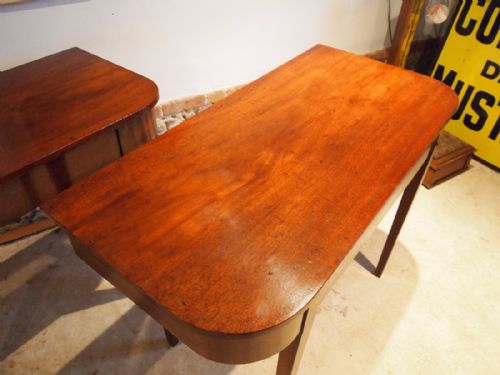 fig 1. Tables pair of George III Mahogany D end hall side console tables c1800