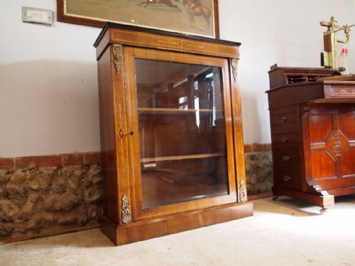 fig 1. Cabinet display bookcase Victorian Walnut pier collectors c1880