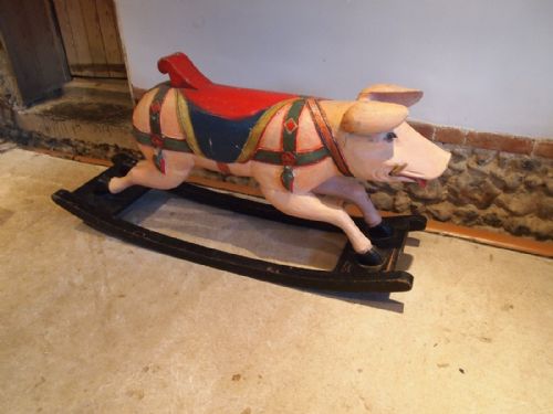 Fairground Carousel Wooden German Pig C1910