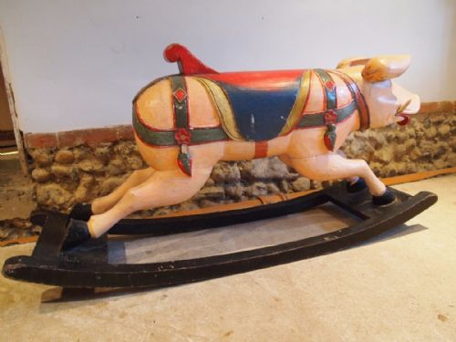 fig 1. Fairground carousel wooden German Pig c1910