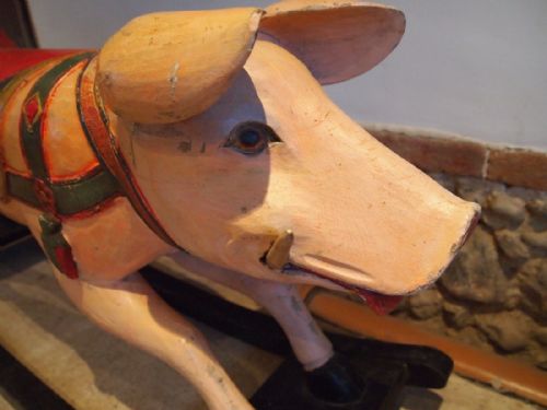 fig 2. Fairground carousel wooden German Pig c1910