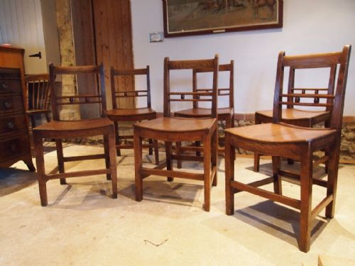 fig 2. Chairs a rare set of six George III Elm East Anglian Ball back Windsors c1800