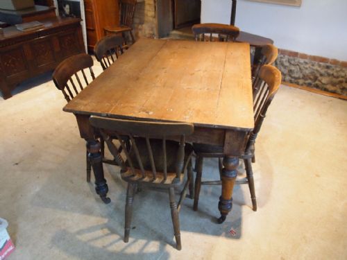 Table Victorian Pine Scrub Top Dining Table C1880