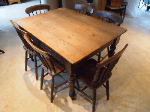 fig 1. Table Victorian Pine scrub top dining table c1880
