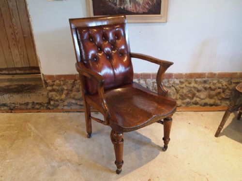 Chair Stunning Victorian Oak Desk or Library Chair C1850