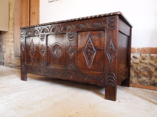 Coffer Chest Blanket Box Victorian Carved Oak C1840