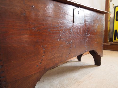 fig 1. Coffer chest blanket box George II Elm dated 1750
