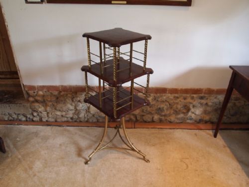 Bookcase Revolving Bookstand Mahogany and Brass C1920