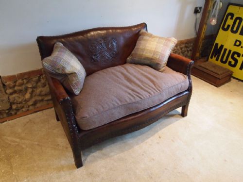 Sofa Settee Edwardian Leather Club Embossed C1910