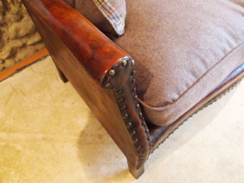fig 1. Sofa settee Edwardian Leather club embossed c1910