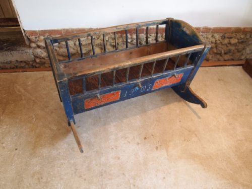 fig 3. Rare Scandinavian cradle or crib Edwardian Pine c1903