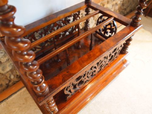 fig 2. Table Canterbury magazine rack Victorian Burr Walnut c1860