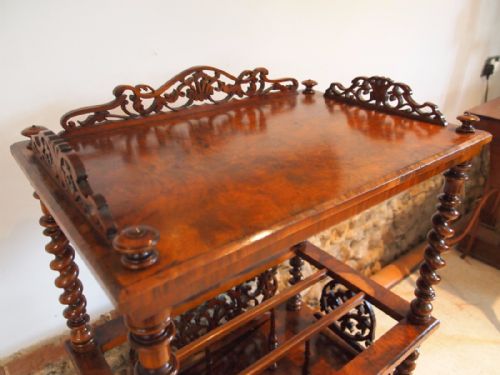 fig 3. Table Canterbury magazine rack Victorian Burr Walnut c1860