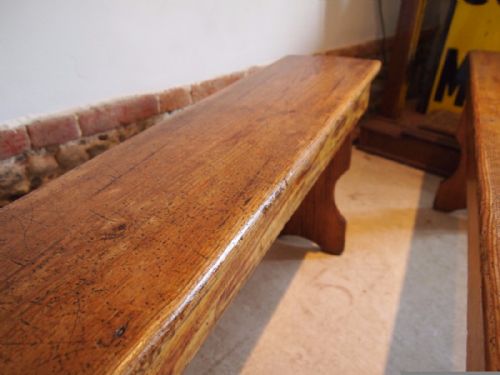 fig 1. Bench Settle pew pair of Victorian Pine Langley school Norfolk c1895