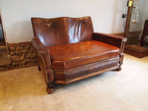 fig 1. Sofa settee Edwardian Leather club sofa c1900